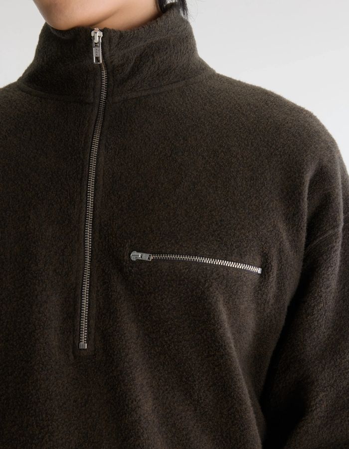 Sweatshirt homme Maber Dark Brown à col zippé Bellerose