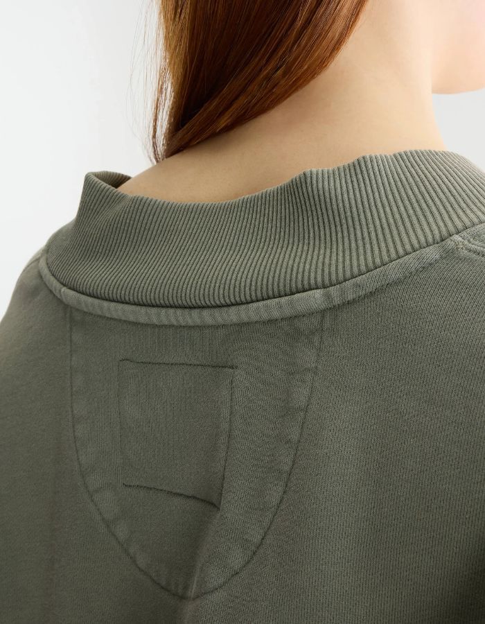 Sweatshirt court Sula Thyme vert thym à col V pour femme Bellerose