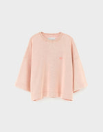 Sweatshirt Farlol Rosette Bellerose rose délavé, coupe oversized, manches courtes et logo "bb" brodé.