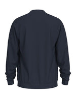 Dos du Sweatshirt col rond pour homme en coton biologique bleu marine Navy, modèle Relaxluke de la marque SELECTED HOMME. Présente une coupe droite avec finition en bord-côte au col, aux poignets et à la taille.
