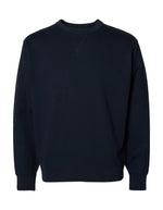 Sweatshirt col rond pour homme en coton biologique bleu marine Navy, modèle Relaxluke de la marque SELECTED HOMME. Présente une coupe droite avec finition en bord-côte au col, aux poignets et à la taille.