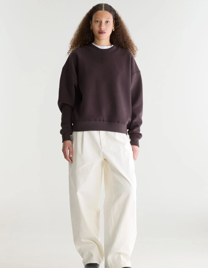 Sweatshirt Temi Dark Roast marron foncé à col rond pour femme Bellerose