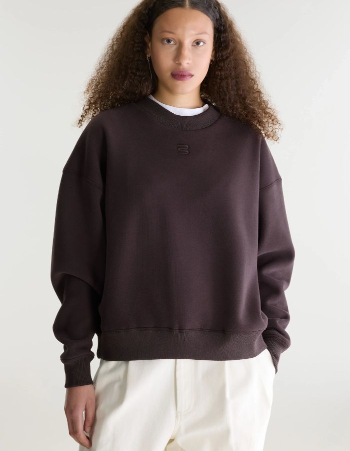 Sweatshirt Temi Dark Roast marron foncé à col rond pour femme Bellerose