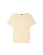 Tee-shirt Aristide jaune pâle en coton biologique, coupe étroite, col rond, manches courtes, logo Sœur brodé.