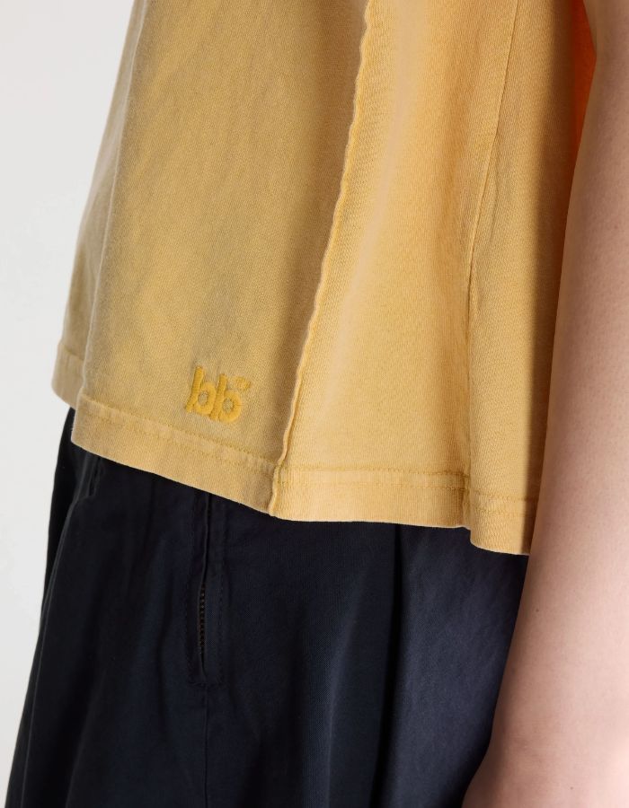 T-shirt Vruno Sunlight jaune moutarde clair en jersey de coton avec logo "bb" brodé à l'ourlet.