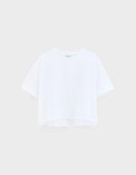 T-shirt Farpy Blanc Bellerose cropped oversized en jersey de coton léger, col rond, manches courtes.