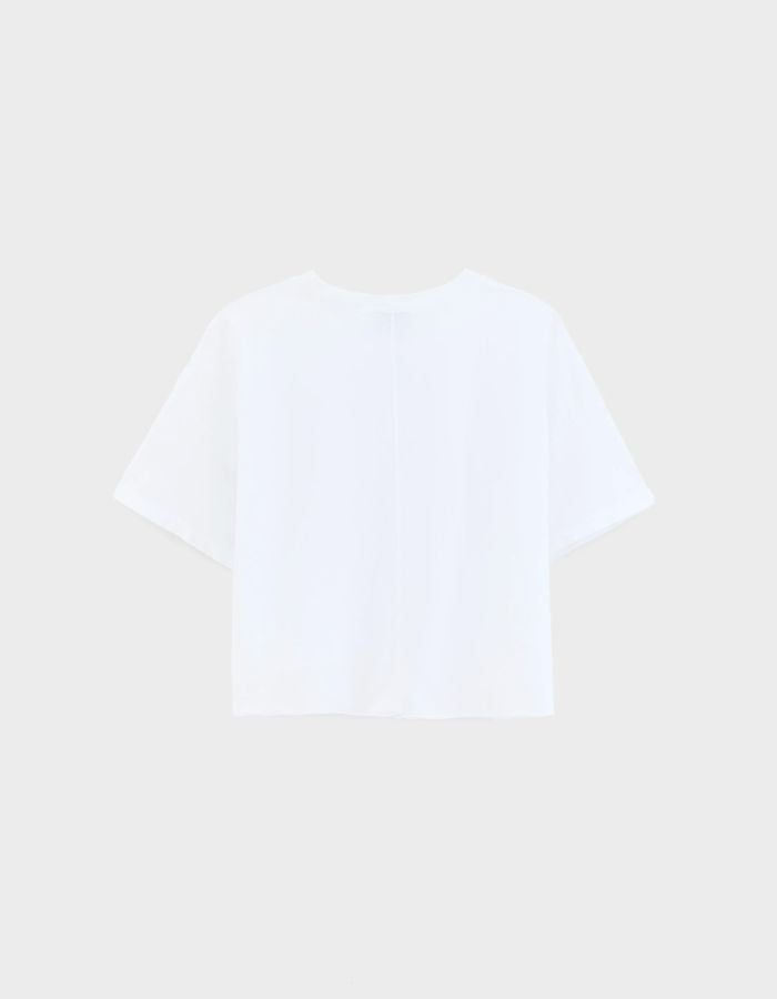 T-shirt Farpy Blanc Bellerose cropped oversized en jersey de coton léger avec couture apparente au dos.