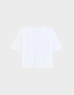 T-shirt Farpy Blanc Bellerose cropped oversized en jersey de coton léger avec couture apparente au dos.