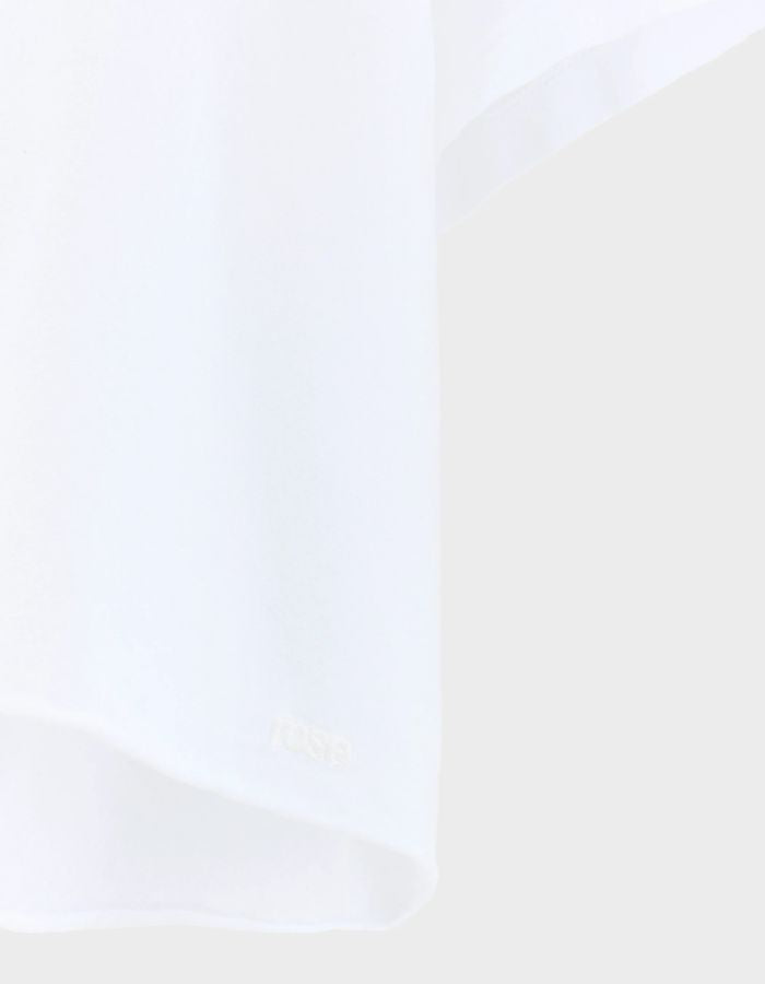 T-shirt Farpy Blanc Bellerose cropped en jersey de coton léger avec broderie "rose" ton sur ton à l'ourlet.