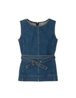Top Chance Bleu/Vert Soeur, sans manches, coupe cintrée en coton recyclé avec ceinture amovible.