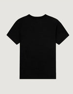 Dos du T-shirt noir à manches courtes pour homme en coton biologique, modèle Popincourt de la marque Maison Labiche. Présente une coupe droite avec col rond en bord-côte et la phrase 'Au Bout De La Night' brodée en lettres fines sur le côté gauche de la poitrine.