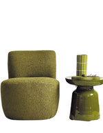 Ambiance déco avec le Vase en grès céramique kaki avec motif carrelage en relief D10.5 H23 cm, modèle de la marque OPJET.