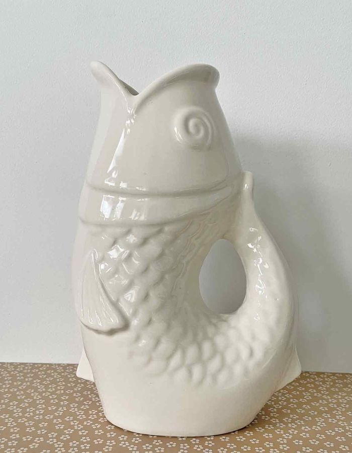 Vase Pichet Poisson Blanc Cassé