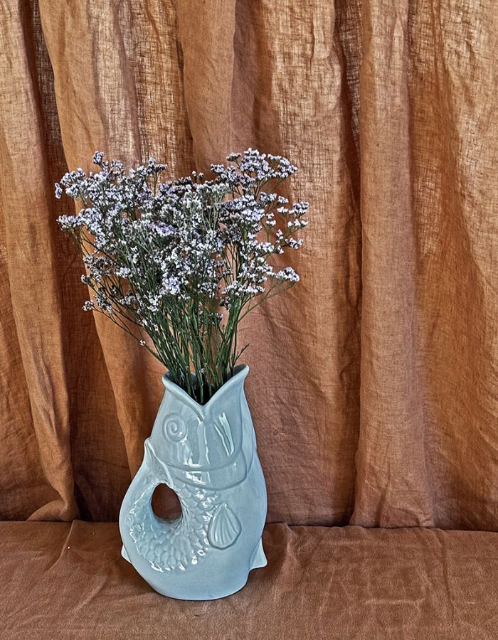 Vase Pichet Poisson Bleu Givré
