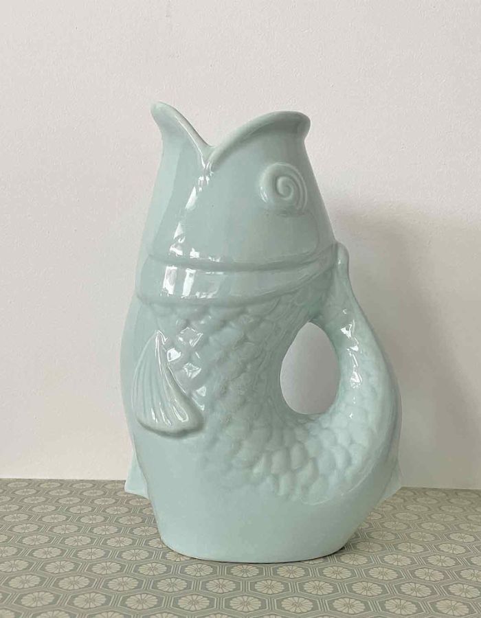 Vase Pichet Poisson Bleu Givré