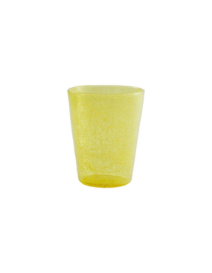 Verre en Plexi Jaune Memento Synth, incassable, avec bulles d'air délicates imitant le verre soufflé.