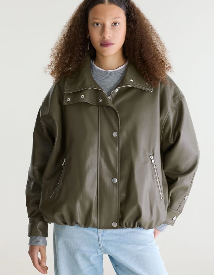 Veste femme Jellis Dusty Olive en similicuir Bellerose