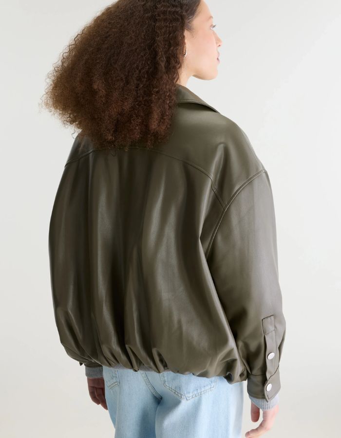 Veste femme Jellis Dusty Olive en similicuir Bellerose