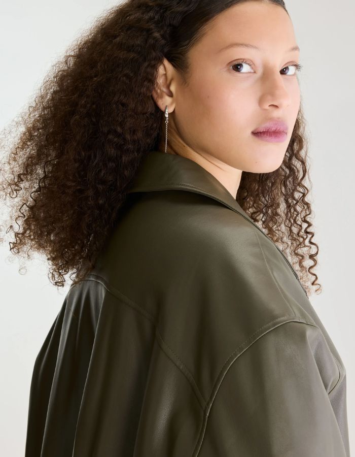Veste femme Jellis Dusty Olive en similicuir Bellerose