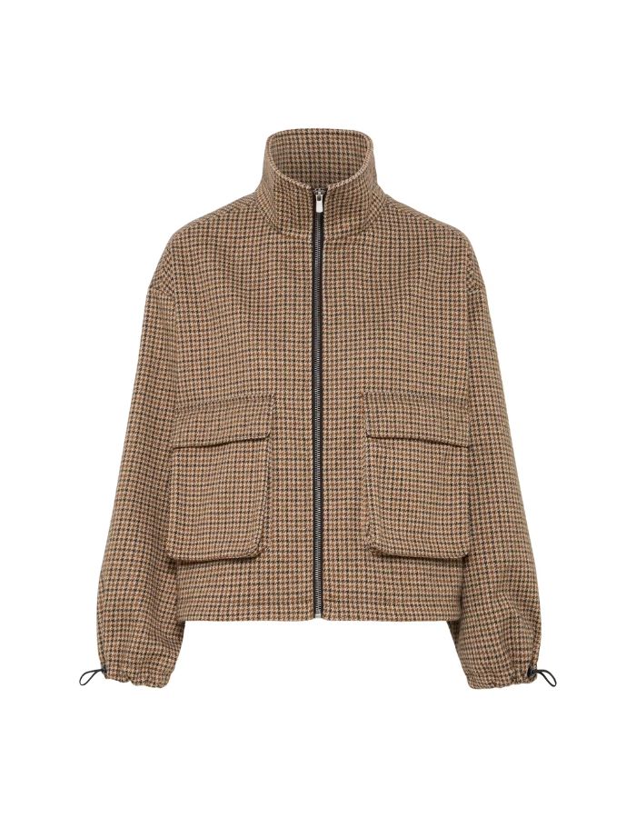 Veste courte Esolu Brown Check pied-de-poule – ICHI