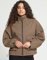 Veste courte Esolu Brown Check pied-de-poule – ICHI