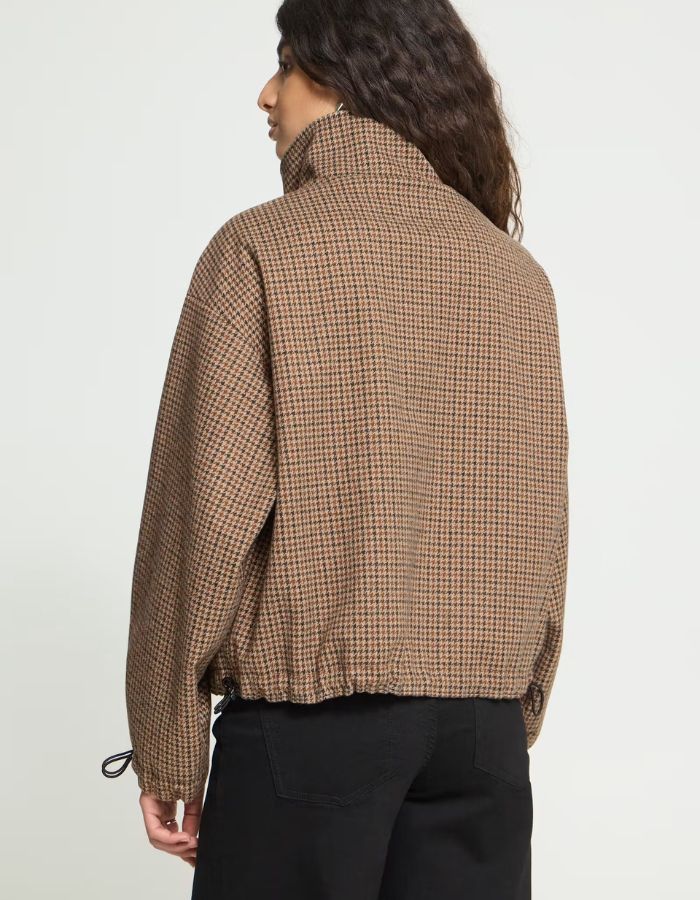 Veste courte Esolu Brown Check pied-de-poule – ICHI