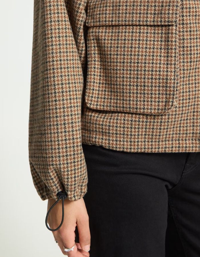 Veste courte Esolu Brown Check pied-de-poule – ICHI
