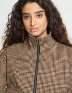 Veste courte Esolu Brown Check pied-de-poule – ICHI