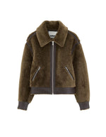 Veste courte Eagle Dark Roast effet peau lainée marron Bellerose