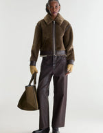 Veste courte Eagle Dark Roast effet peau lainée marron Bellerose
