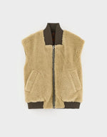 Veste sans manches réversible Haalo léopard et teddy beige Bellerose