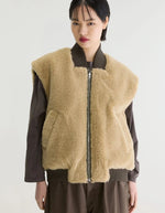 Veste sans manches réversible Haalo léopard et teddy beige Bellerose