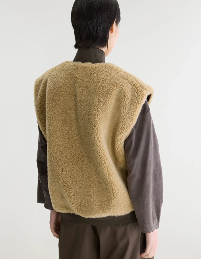 Veste sans manches réversible Haalo léopard et teddy beige Bellerose