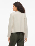 Veste Beige Zippée Garden Vila en maille jersey côtelée, coupe courte, col rond, vue de dos.