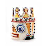Vase 02 Mix Sicily Ottolenghi en grès peint à la main, forme de couronne avec motifs colorés.